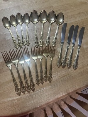 H.F. Hanford  Forge Pierced Rose Versailles Gold Flatware Svc for 4- 20 Pc Set