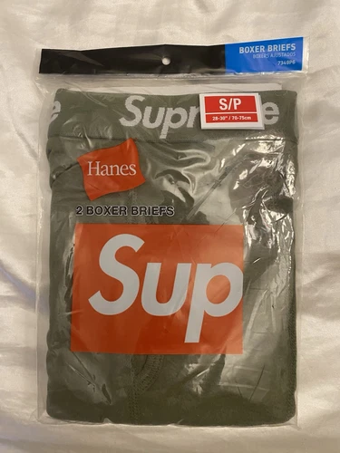 Lot de 2 boxers Supreme/ Hanes vert olive taille S authentique