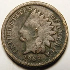 1863 Indian Head Cent Penny Cull  "Coin Pictured - Not Cleaned"