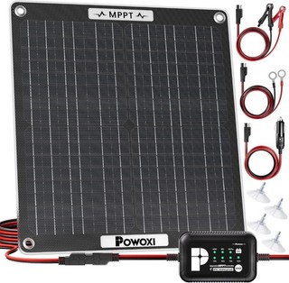 POWOXI 30W Solar Battery Charger 12V Trickle MPPT Controller Kit Panel Adjusters