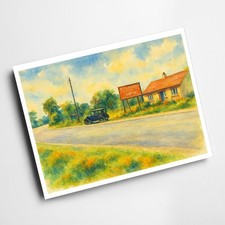 A4 PRINT - Bungalow Cafe Preston Rd, Charnock Richard - Vintage Art Style