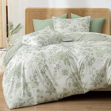 Ultra Soft Floral Duvet Cover Size, 90"x90", Queen Flower-green No Comforter