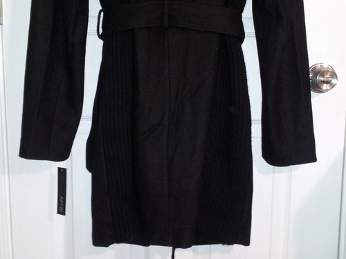Apt. 9 Women's Sweater Trim Ribbed Black Wool Coat - Size M - Picture 6 of 6