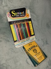 Vintage Unopened Sunset Pencil Crayons & Used Crayola No 16 Gold Medal School