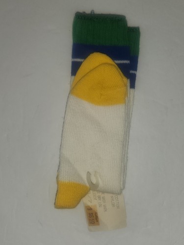 Vintage neu mit Etikett Kitestrings Anzugsocken Jungen Größe 6/7. Gelb Grün Streifen  - Bild 3 von 4