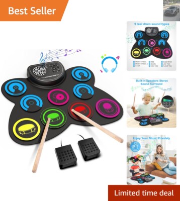 9 Touch-Responsive Pads Electronic Drum Set - Perfect Music Gift for Beginners
