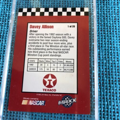 Davey Allison 1993 MAXX Autographed INSERT signed BLK2 NASCAR TEXACO #1 card HOF - Picture 3 of 5