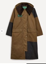 Barbour X Ganni Burghley Wax Organic Cotton Sand Teak/tartan Coat Uk 8 Bnwt