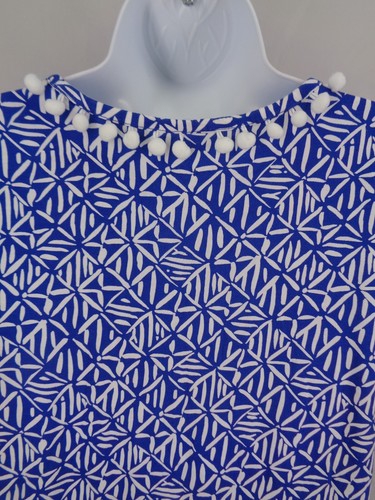 Lilly Pulitzer Etta Easy Peasey V-Neck Pom Pom Dress Corisca Blue Size Small - Imagen 9 de 12