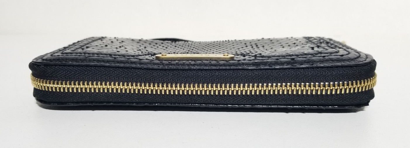 Escada Black Leather Python Print Continental Zip… - image 7