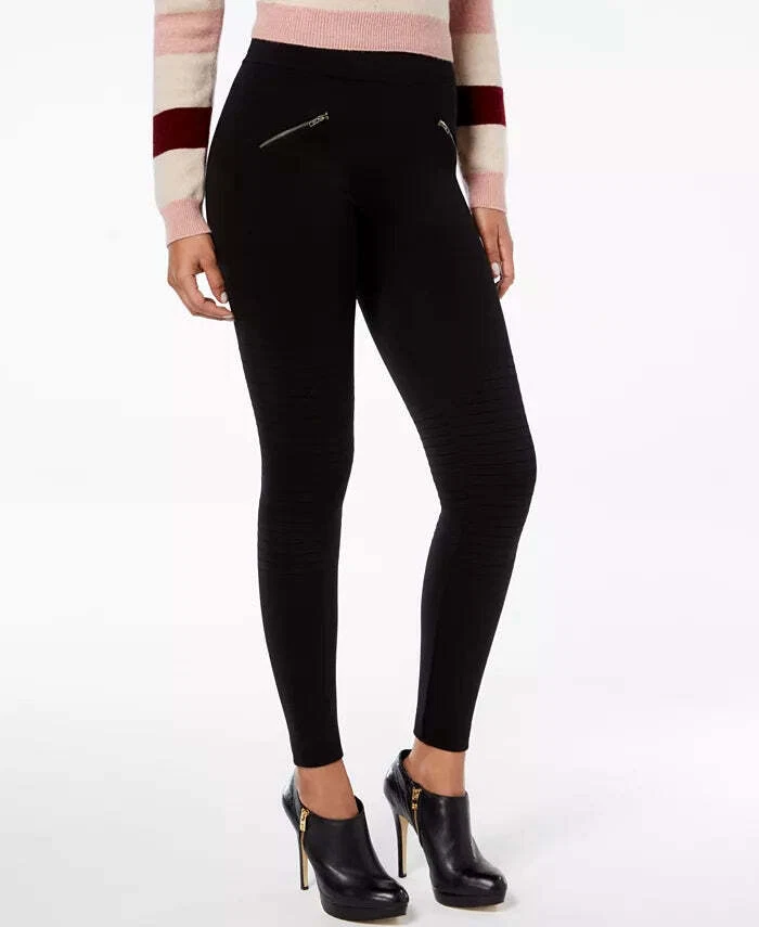 HUE Moto Look Stretch Leggings (Black M/L)