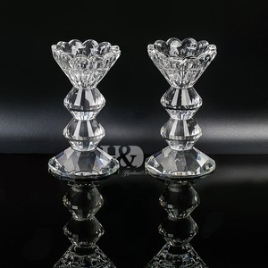 Pair 2 Vintage Clear Crystal Cut Table Centerpieces
