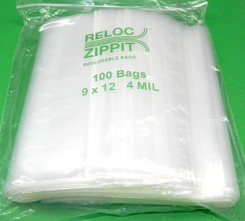 100 Reloc Zippit Bags 9x12 Clear 4mil Thick Reclosable 9"x 12" Poly Top Lock Bag - 第 1/6 張圖片
