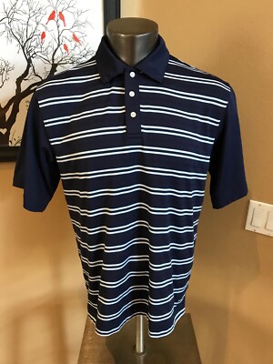 Bolle Golf Polo Shirt Adult Large Blue Striped Golfing Casual Mens