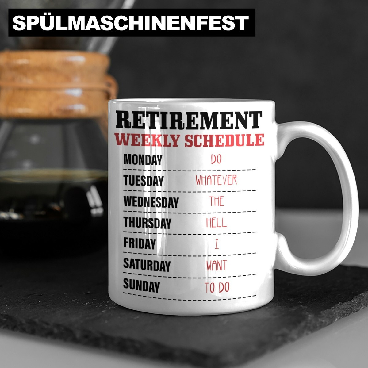 Rentner Tasse Mit Spruch – Lustiges Geschenk Zur Pensionierung, Beidseitig Bedruckt, Spülmaschinenfest