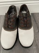 FootJoy GreenJoys Mens Golf Shoes Brown White 45402 Lace Up Cleats Low Top 8.5 M
