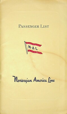 1963 NORWEGIAN AMERICAN LINE MS ''BERGENSFJORD'' PASSENGER LIST- E12-F