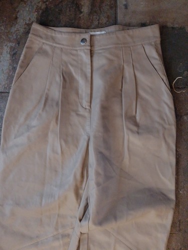 WOMEN'S TOPSHOP CREAM FAUX LEATHER PLEATED FRONT TROUSERS UK 8 - Picture 2 of 7