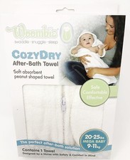 Woombie CozyDry Bath Hooded Baby Towel Peanut Shaped-2way Bottom zipper 20-25lbs