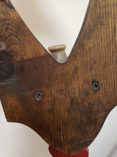 Pair of Vintage WOODEN HEART SCONCES Candle Wall Hangings 15" W/2 Hanging Hearts - Picture 18 of 21