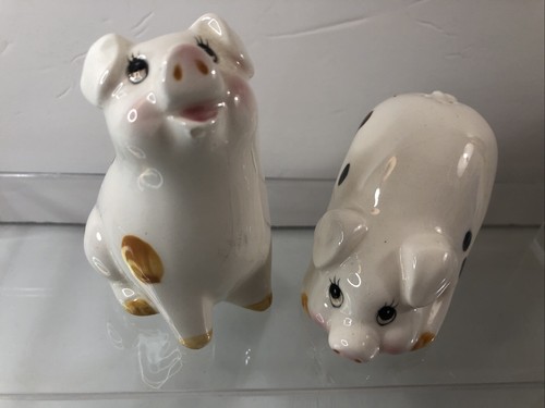 Lefton Ceramic Pigs Salt & Pepper Shakers Stickers 1987 Vintage #06395 READ! - Picture 3 of 11