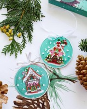 DIY Bead Embroidery Kit "Christmas House", Christmas tree toy kit, Abris Art