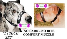 DOG GROOMING TRAINING No Bark No Bite Comfort Easy Fit Adjustable MUZZLE 2pc SET