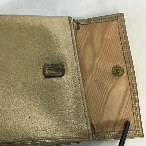 Princess Gardner Buffalo Calf Wallet Trifold Gold Leather Feather Accent 60s - Picture 4 of 12