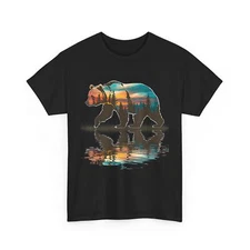 Bear T-Shirt, Trees Reflection Wildlife Nature Outdoor Forest Women Men Shirt