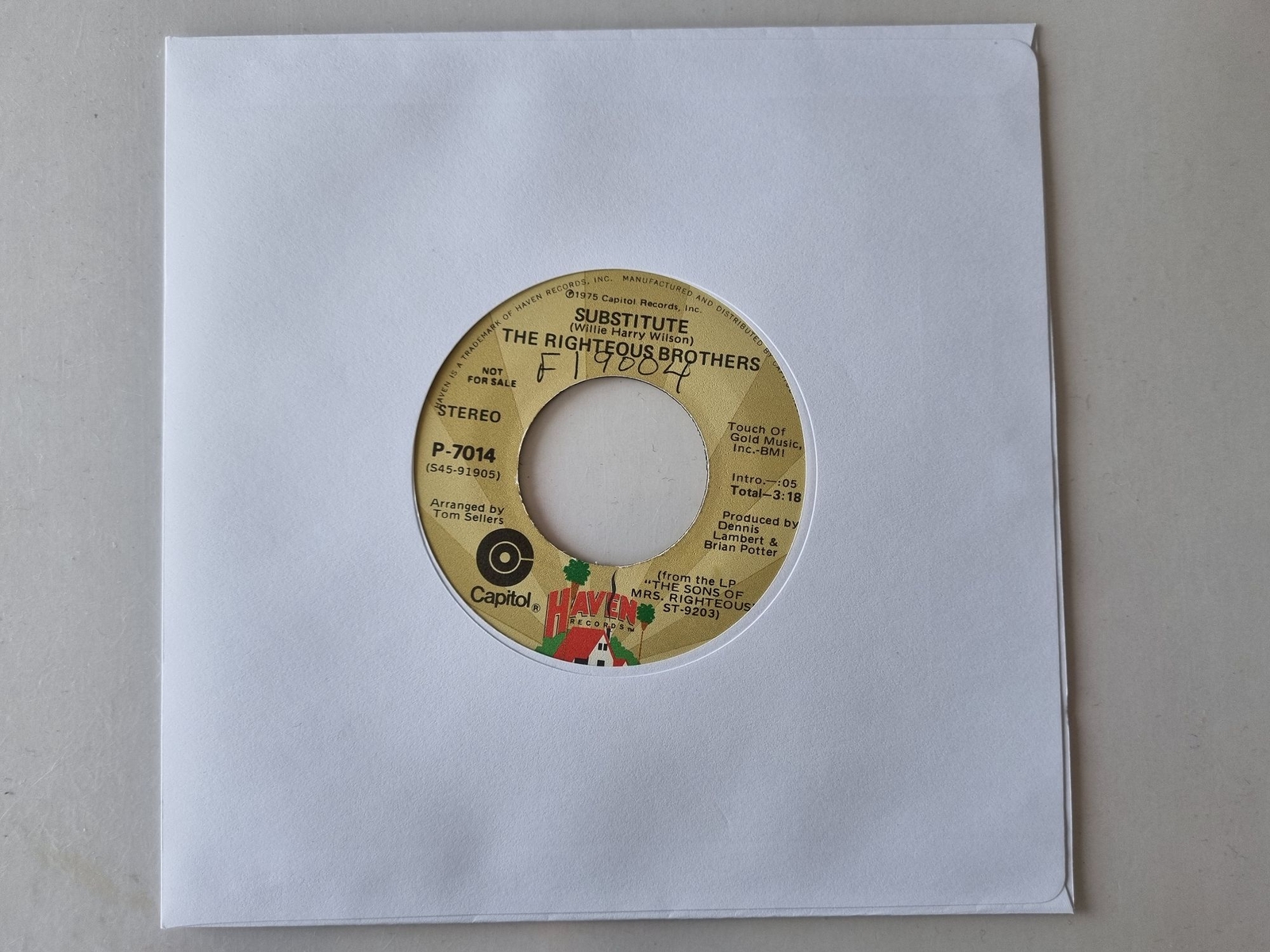 The Righteous Brothers - Substitute 7'' Vinyl US PROMO/ OV zu Clout