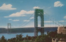 George Washington Bridge & Hudson River New York City Chrome Vintage Post Card