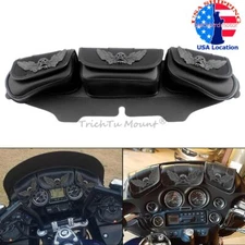 3 Pocket Windshield Fairing Bag Pouch Fit For Harley Touring Street Glide 96-13