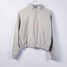 Superdry Code Core Sport Half Zip Sweatshirt Cream White Orange Women's Size 12