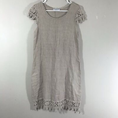 Martina Innocenti cream tan linen crochet dress | eBay