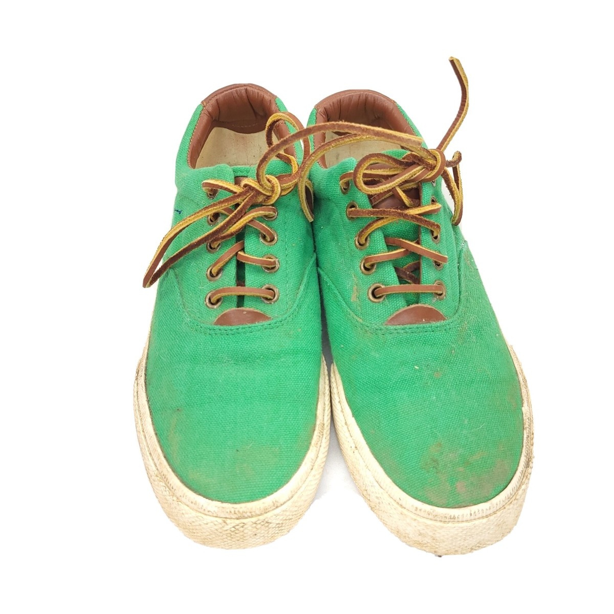 Polo Ralph Lauren Vaughn Boat Shoes Green Canvas Lace Up  display picture 1