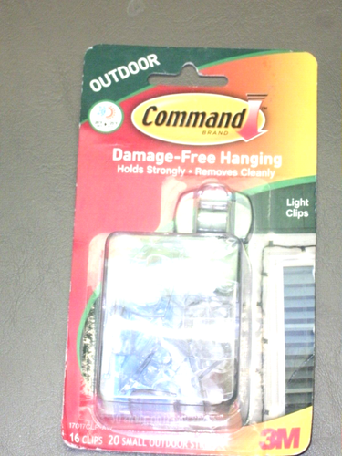 3M Command Outdoor Clear Light Clips, 16 Clips & 20 Streifen, wasserdicht