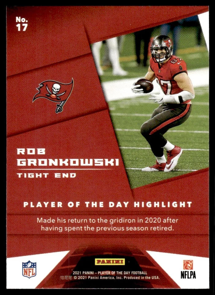 2021 Panini Player of the Day Rob Gronkowski Tampa Bay Buccaneers #17 - Image 2 of 2