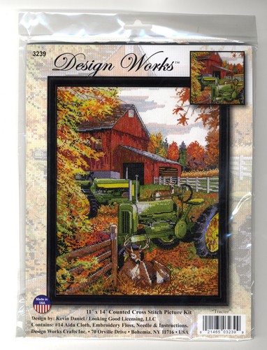 Counted Cross Stitch Kit ~ Design Works Autumn Farm Tractor #DW3239 - Picture 3 of 4