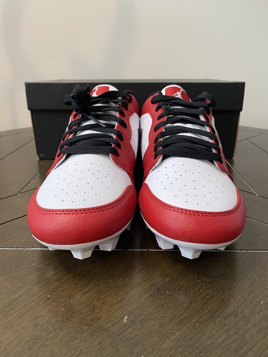 Jordan 1 Low TD Football Cleats Size 10 Chicago Red White FJ6245