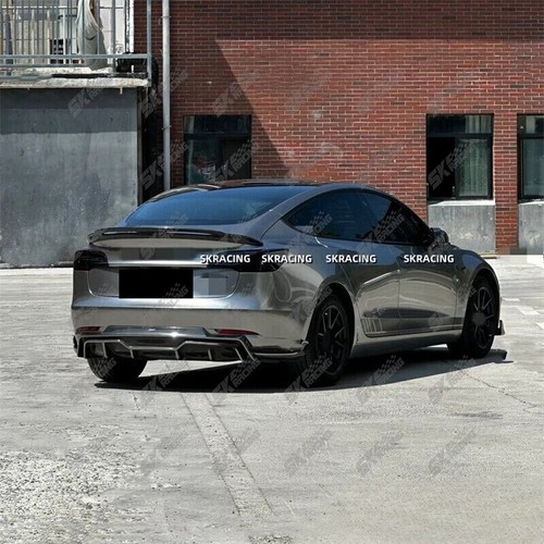 Glossy Black/Carbon Fiber Rear Trunk Lip Spoiler Wing For Tesla Model 3 2017-23 - Picture 9 of 42