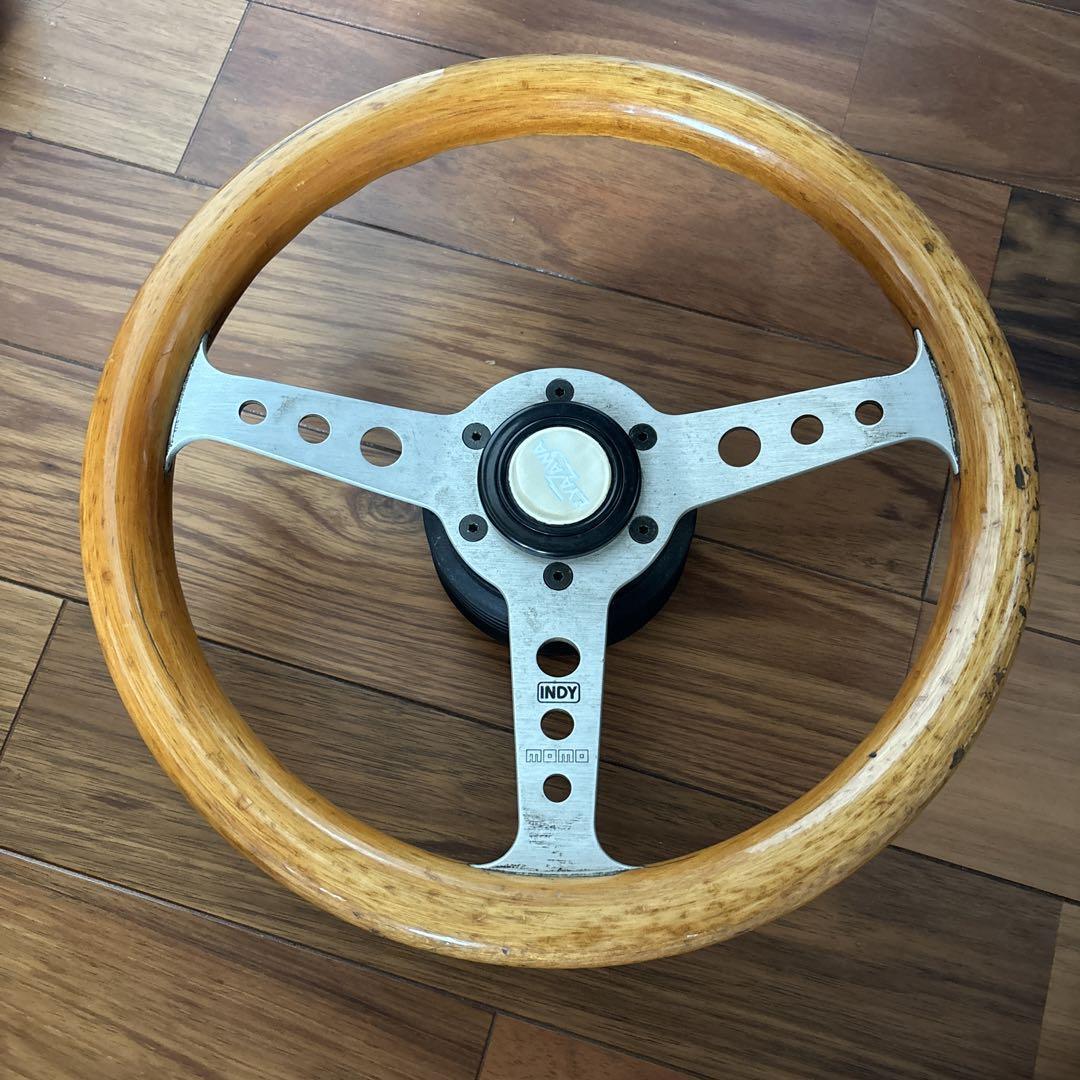 MOMO  INDY  木製　ハンドル　3-82 MOMO INDY Black Heritage Mahogany Wood Steering Wheel 350mm