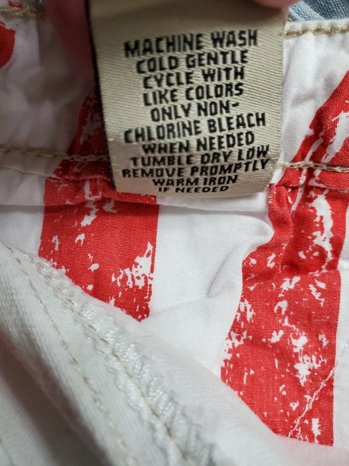 Pantalones Cortos Rue 21 Juniors Mujer Talla 5/6 Blanco Rojo Azul Bandera Americana Jean Destruido Foto 4 de 4