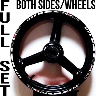 Reflective Red & White GP Rim Stripes Wheel Decals For Suzuki GSXR