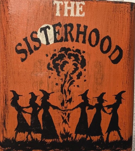 OOAK Artisan Signed WOMANS Wood HALLOWEEN HANDBAG PURSE Sisterhood Witches - Picture 15 of 15