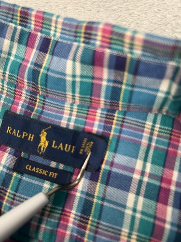 RALPH LAUREN Shirt Mens 4XB Plaid Flesh Pony Classic Fit Oxford Cotton 4XL BIG - Picture 5 of 9