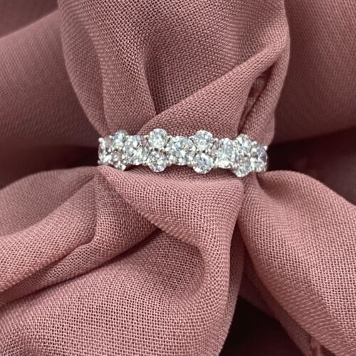 Bracelet de mariage diamant taille ronde cultivé en laboratoire design alternatif or 14 carats 1 carat - Photo 6 sur 22