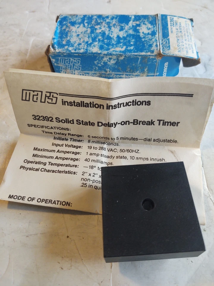 MARS # 32392 / UNIVERSAL TIMER . (INPUT 19-240 VAC). (DELAY TIMER .1 - 5 MIN.). - Image 3 of 4