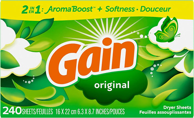 Dryer Sheets, 240 Count, Original Scent Laundry Fabric Softener Sheets with 2-In