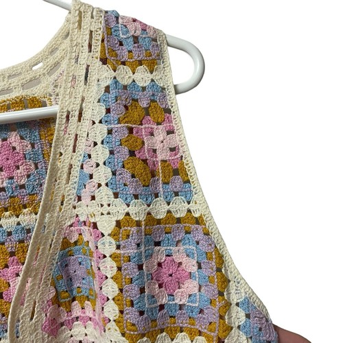 House of Harlow 1960 OS Knitted Crocheted Pastel Coastal Granny Knitted Vest NWT - Picture 6 of 12