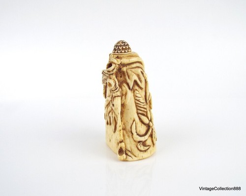Antigua botella de tabaco chino, botella de tabaco de hueso mariposa tallada a mano - Imagen 5 de 7